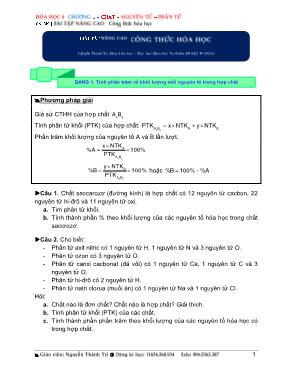 Bài tập Hóa học 8 Công thức hóa học (Nâng cao) - Nguyễn Thành Trí